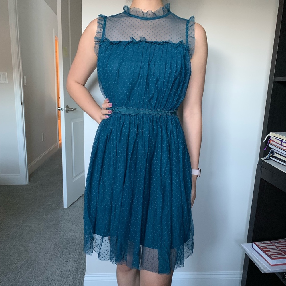 XHILARATION (EUC)✨TEAL SHEER LAYERED DRESS